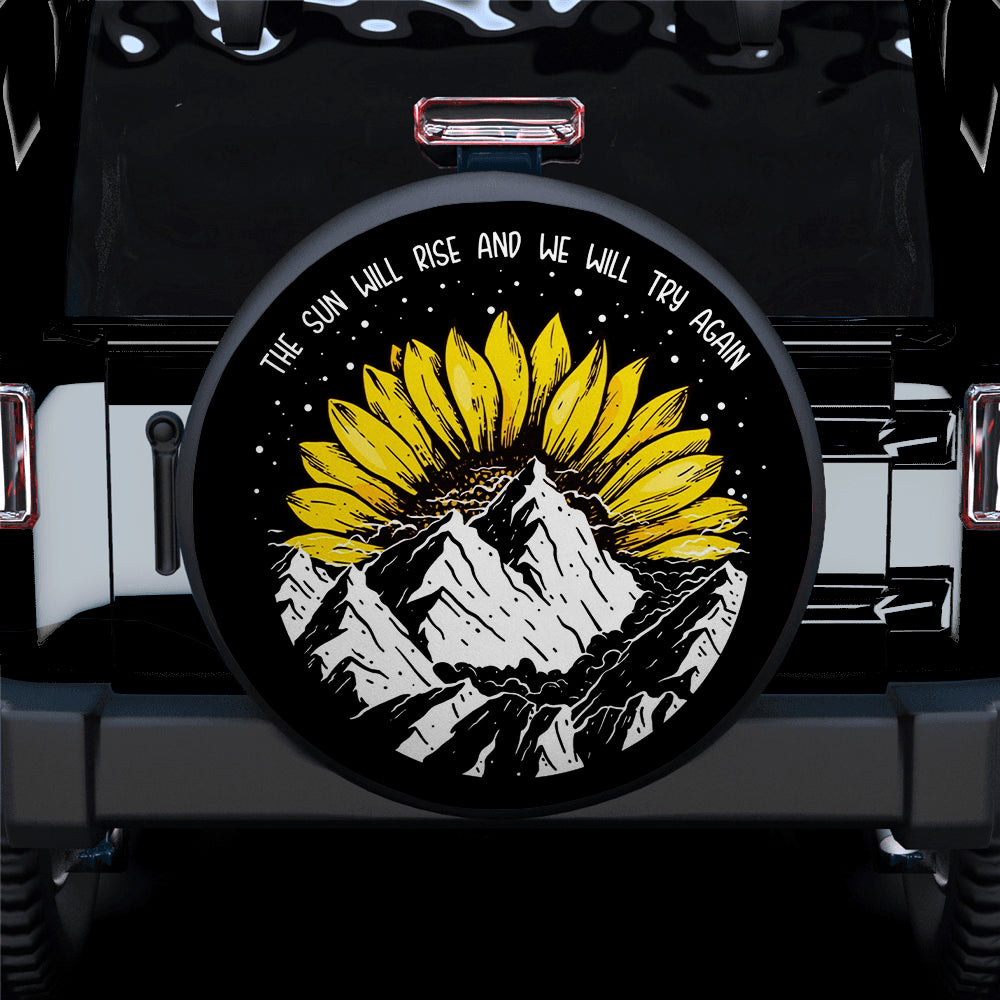 The Sun Will Rise Jeep Car Spare Tire Cover Gift For Campers