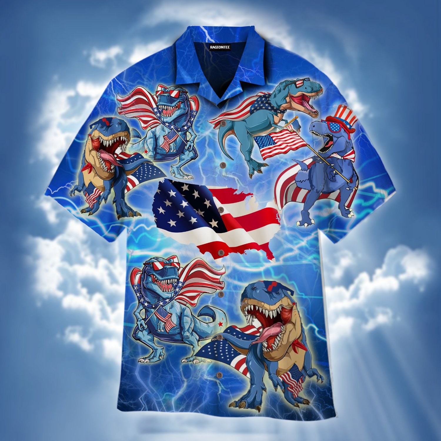 Amerisaurus Rex America Rawr Hawaiian Shirt | For Men & Women | Adult | Wt1143