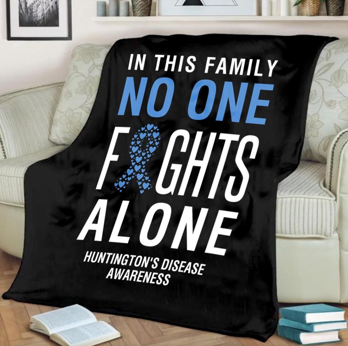 Huntington’s Disease Awareness Ribbon Support Fleece Gift For Family Fleece Blanket