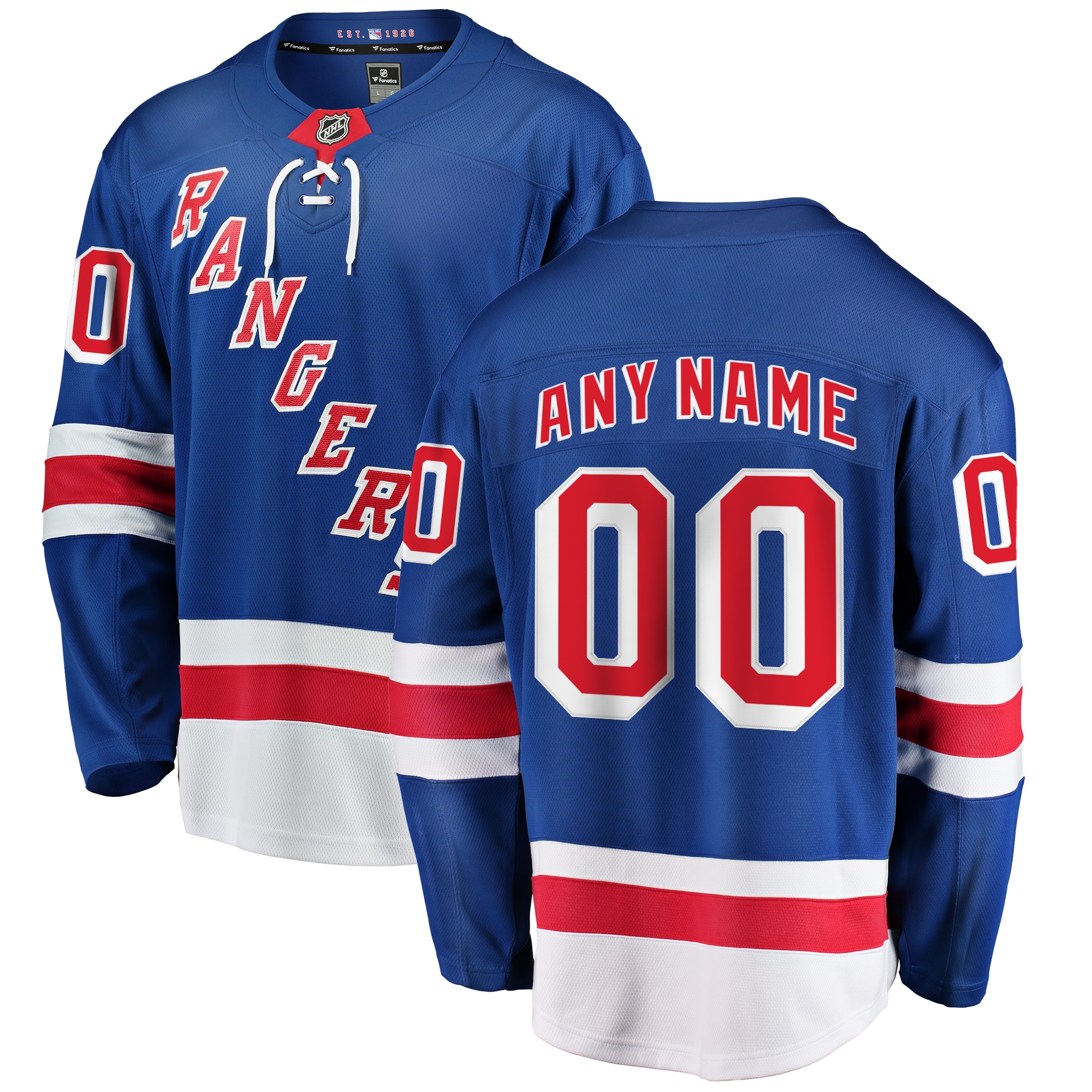 New York Rangers Branded Home Breakaway Custom Jersey – Blue