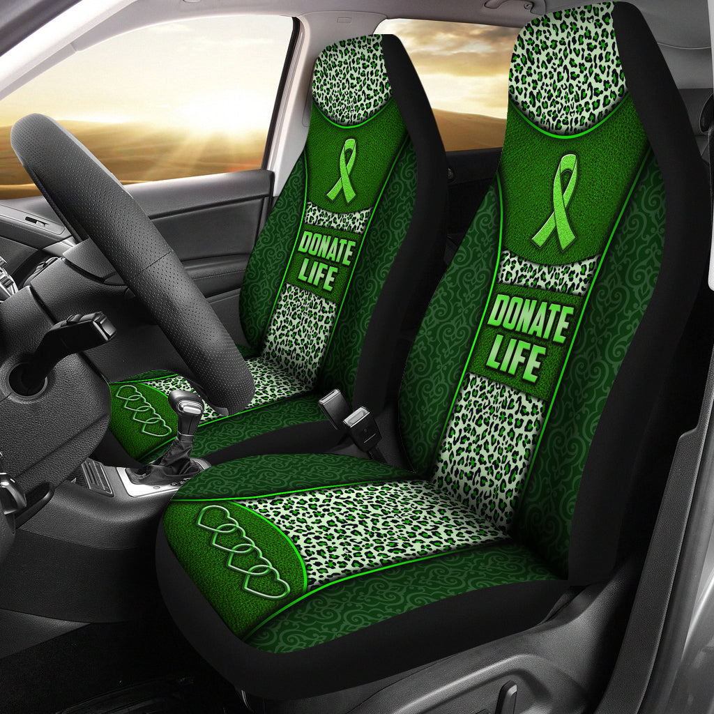 Donate Life Vintage Classic Pattern Leopard Leather Texture Car Seat Covers, Seat Covers Full Set, Carseat Covers, Automotive Seat Covers