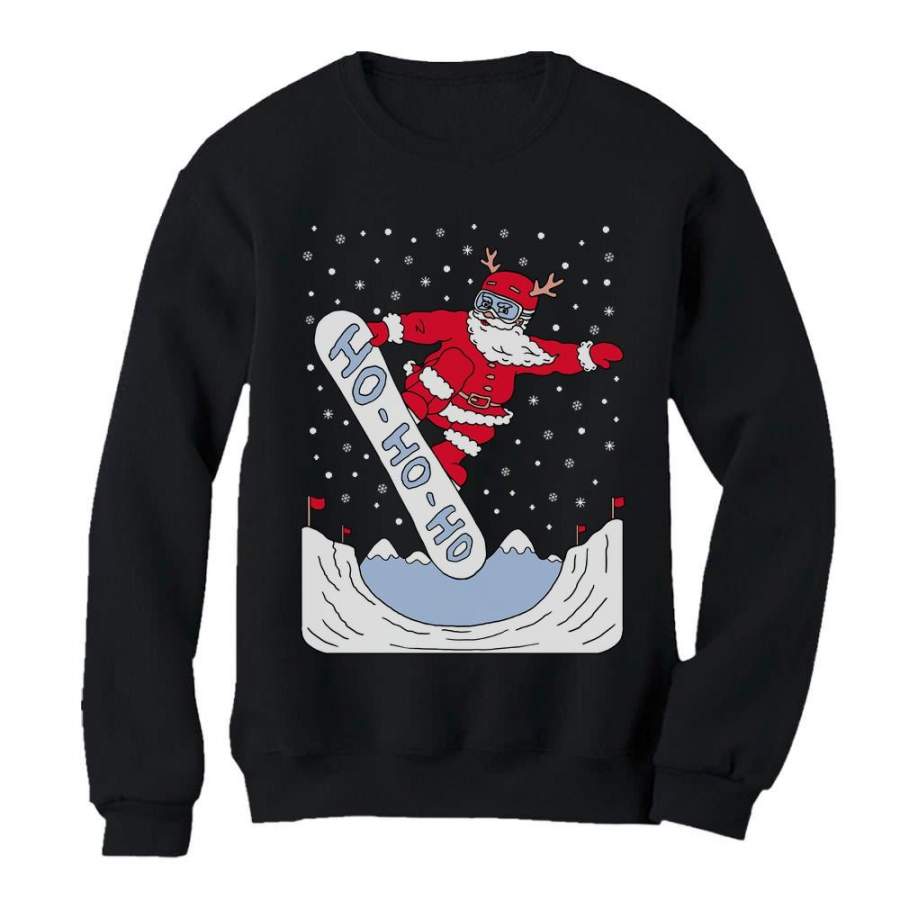 Ugly Christmas For Skaters  Santa On Snowboard Women Sweatshirt