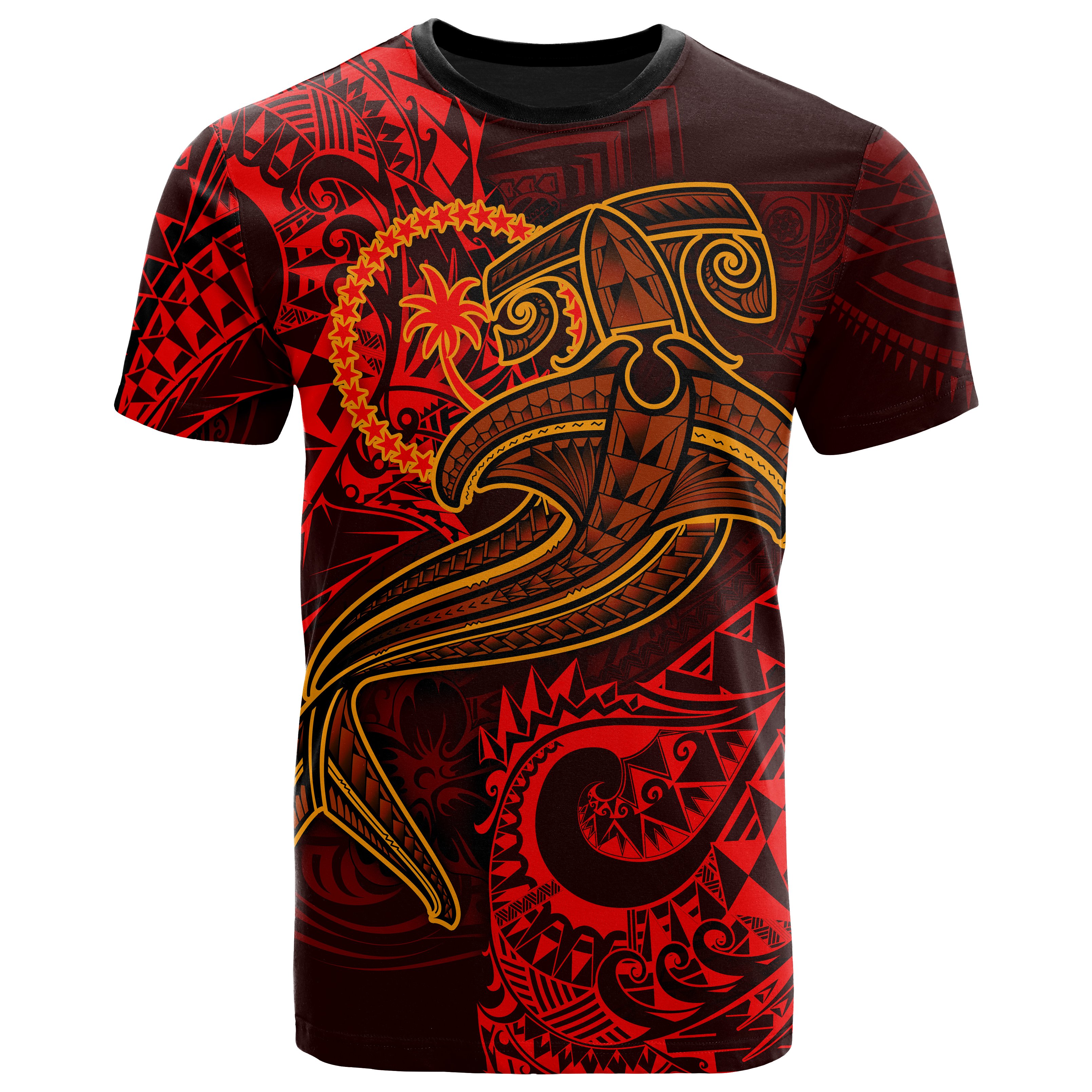 Chuuk T-Shirt  – Red Shark Polynesian Tattoo – BN18