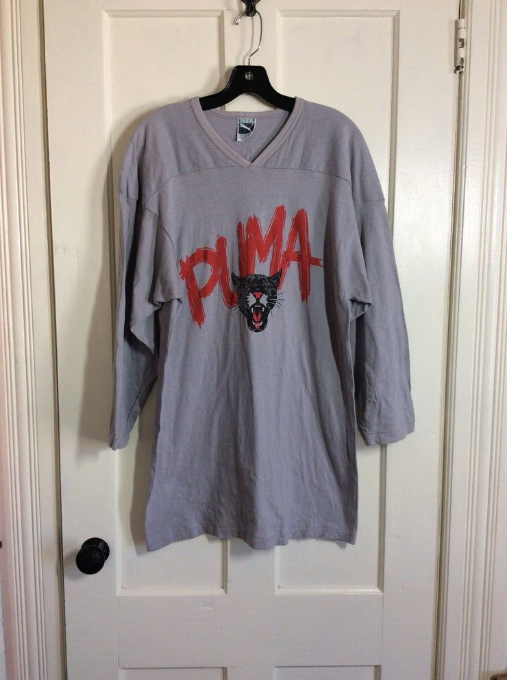 Vintage 1980 S Puma Brand Logo Sports Sportswear Cat Face Football Shirt