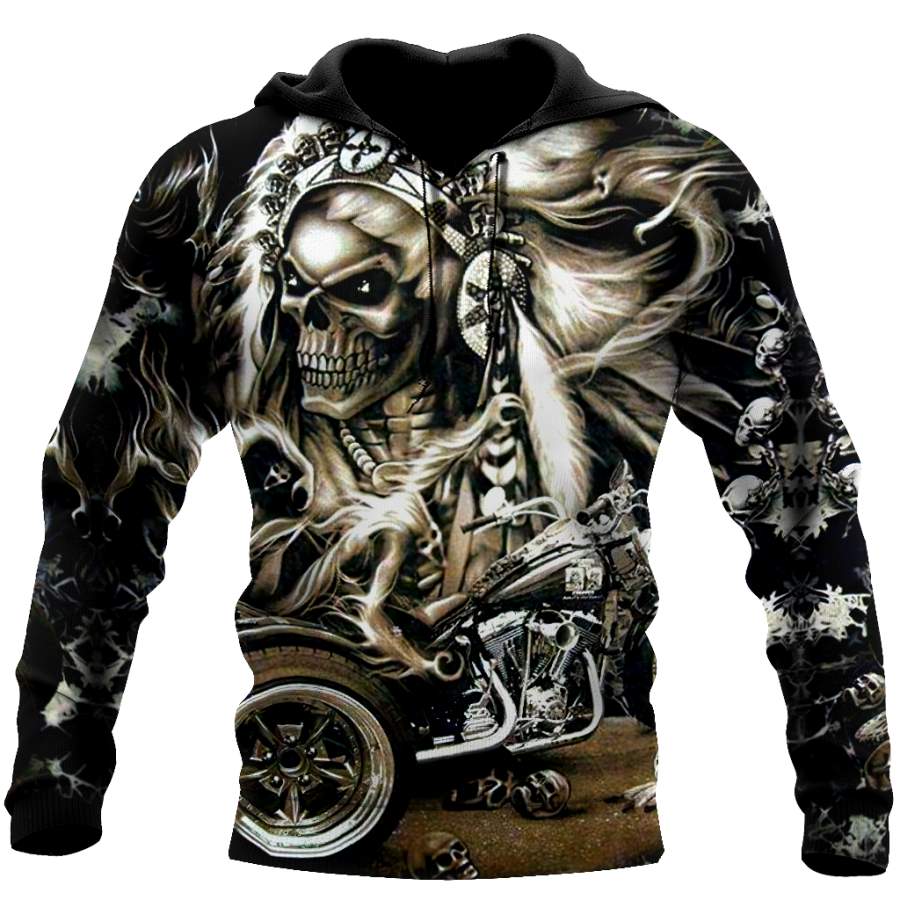 Skull Motorbike Hoodie 3D All Over Printed Shirts For Men HHT21072006