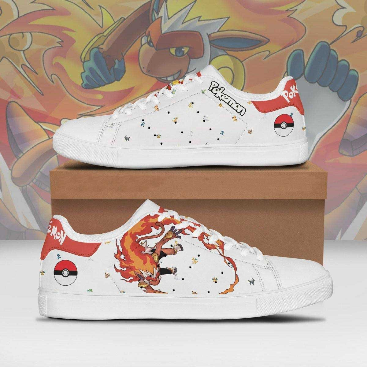 Pokemon Infernape Anime Christmas Gift For Fan Low Top Leather Skate Shoes Sneakers For Man And Women