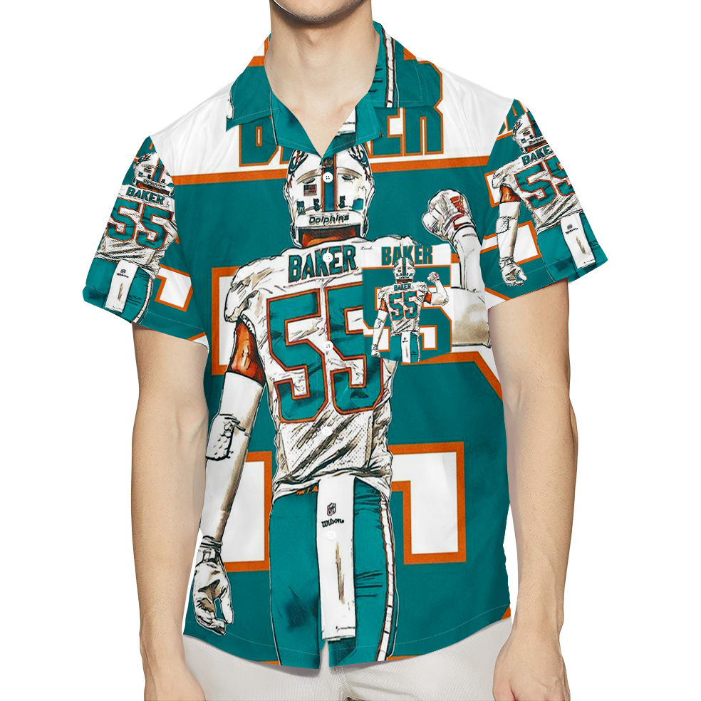 Miami Dolphins Jerome Baker1 3D All Over Print Summer Beach Hawaiian Shirt With Pocket