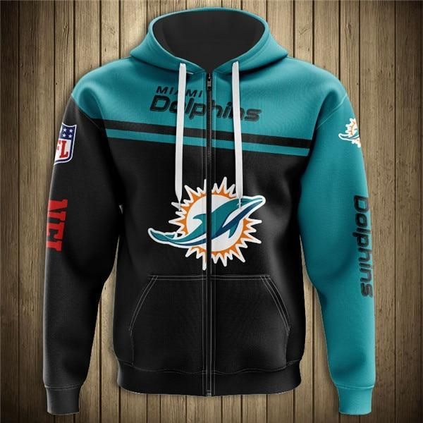 Football Teams Hoodie Shirt Limited Edition Miami Dolphins 3D Zipper Hoodie