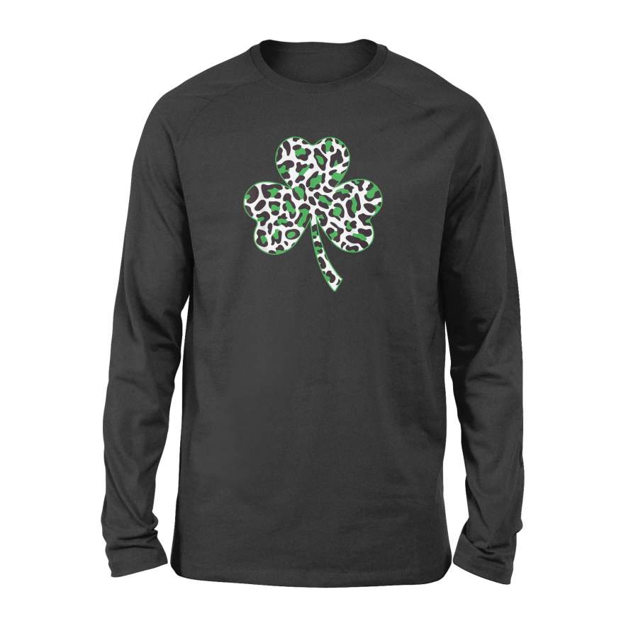 Cute Shamrock Leopard Print St Patricks Day Irish Pattern T Shirt – Standard Long Sleeve