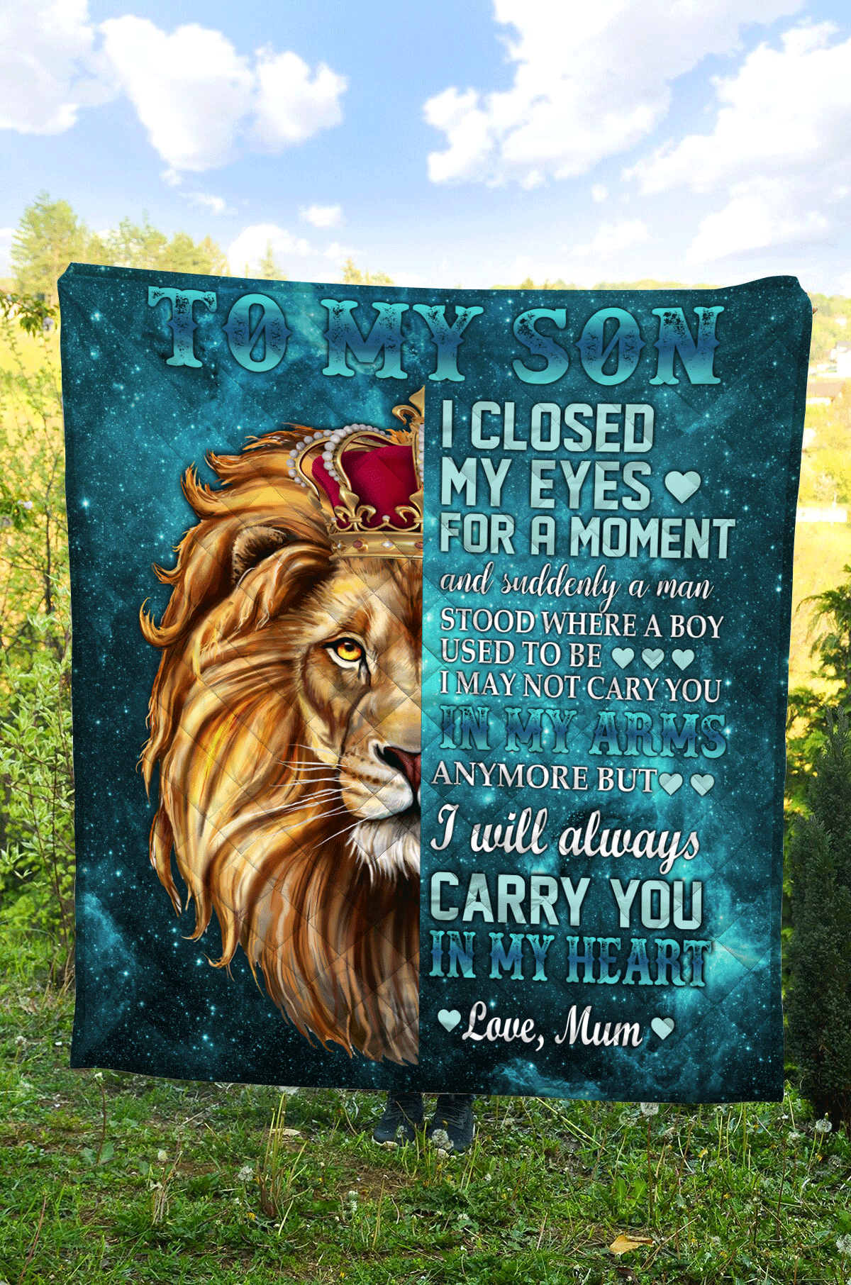 To My Son I Closed My Eyes Mum Lion HT141101 quilt blanket ideas for women & men, couples matching, friends, funny family christmas holiday gifts (plus size available)