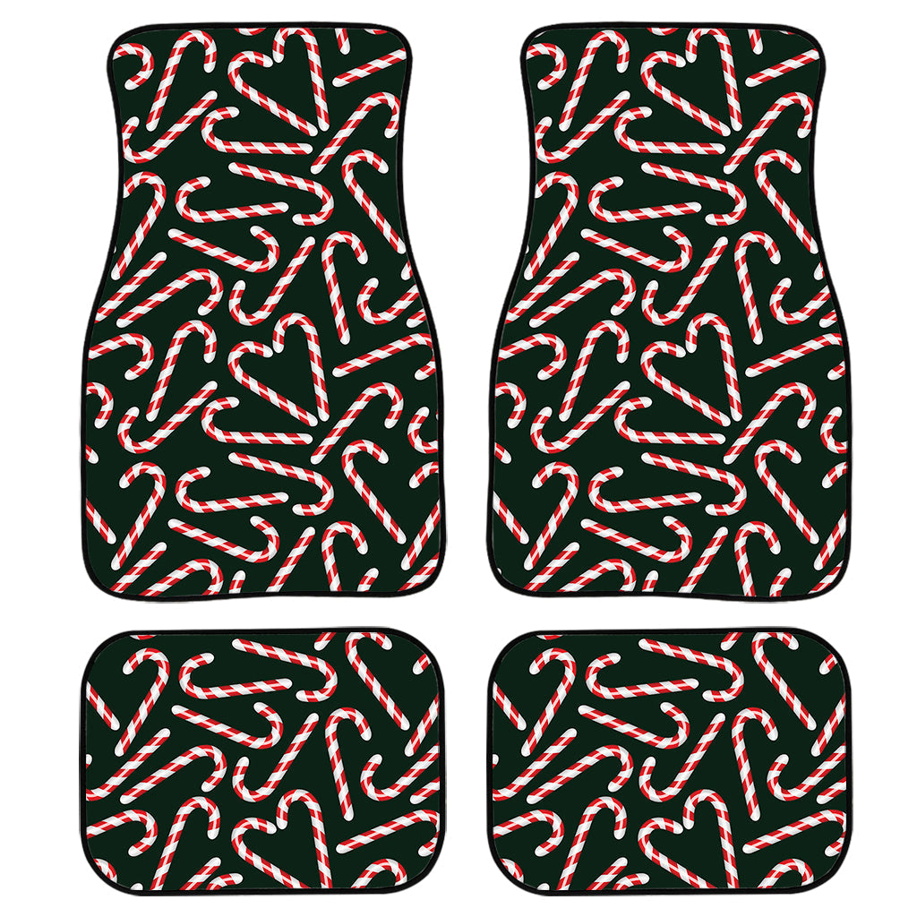 Christmas Candy Cane Pattern Print Front And Back Car Floor Mats, Front Car Mat