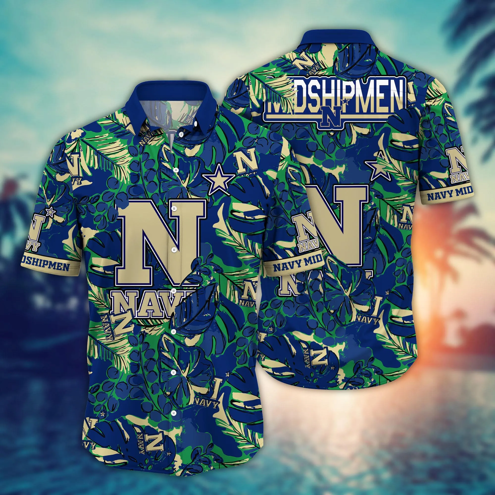 Navy Midshipmen NCCA Hawaiian Shirt Blooming Flowers Aloha Shirt