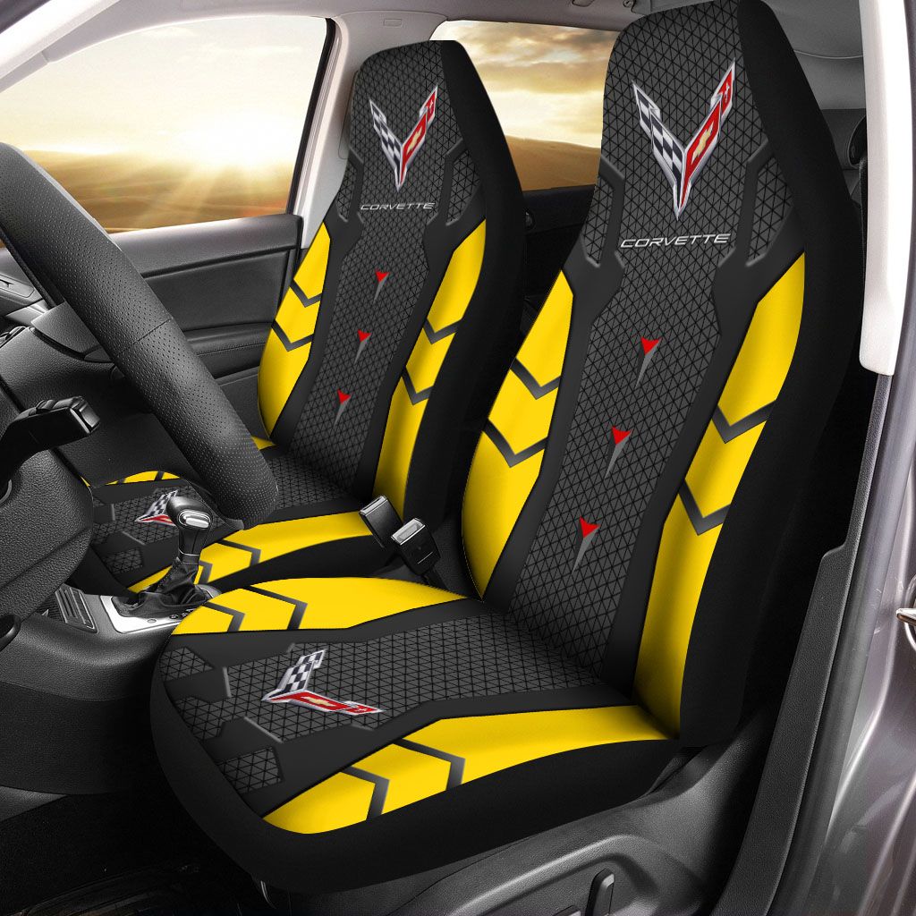 Chevrolet Corvette Lph-Hl Car Seat Cover (Set Of 2) Ver 4 (Yellow)