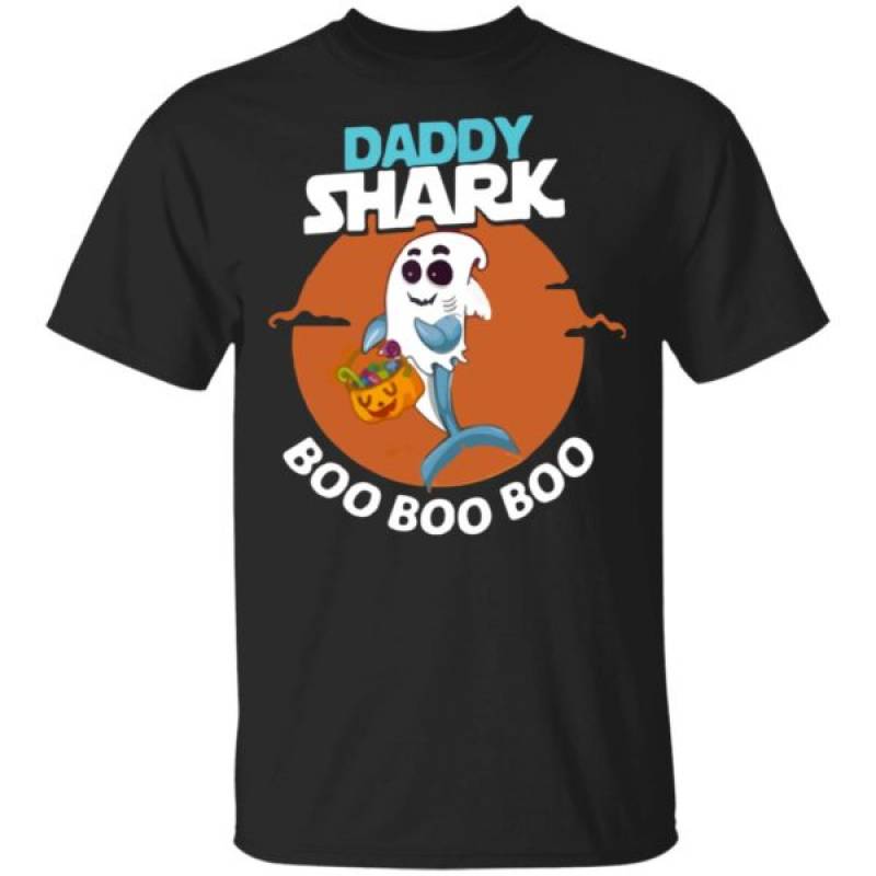 Daddy Shark Boo Boo Boo Shark Ghost Halloween Shirt Hoodie Ls