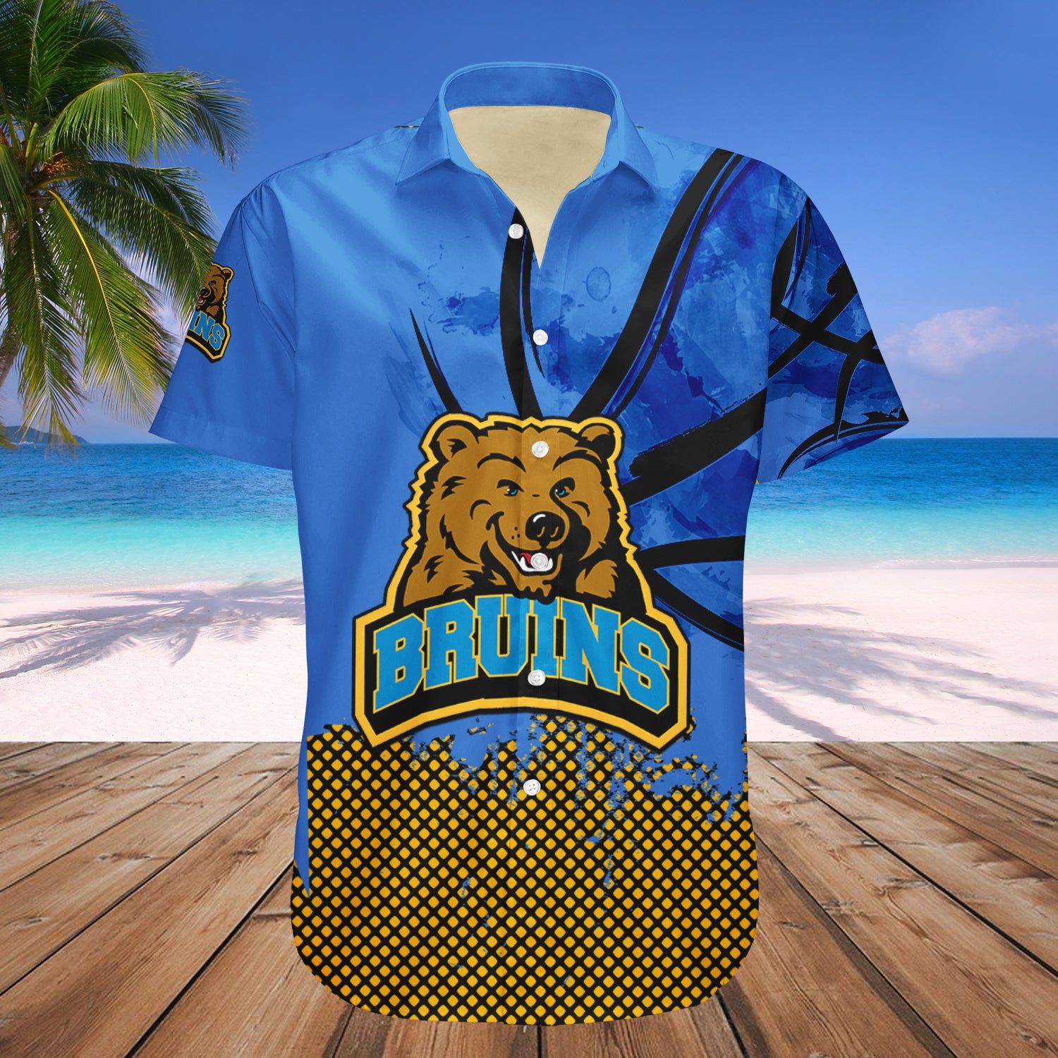 Ucla Bruins Hawaii Shirt Basketball Net Grunge Pattern – NCAA