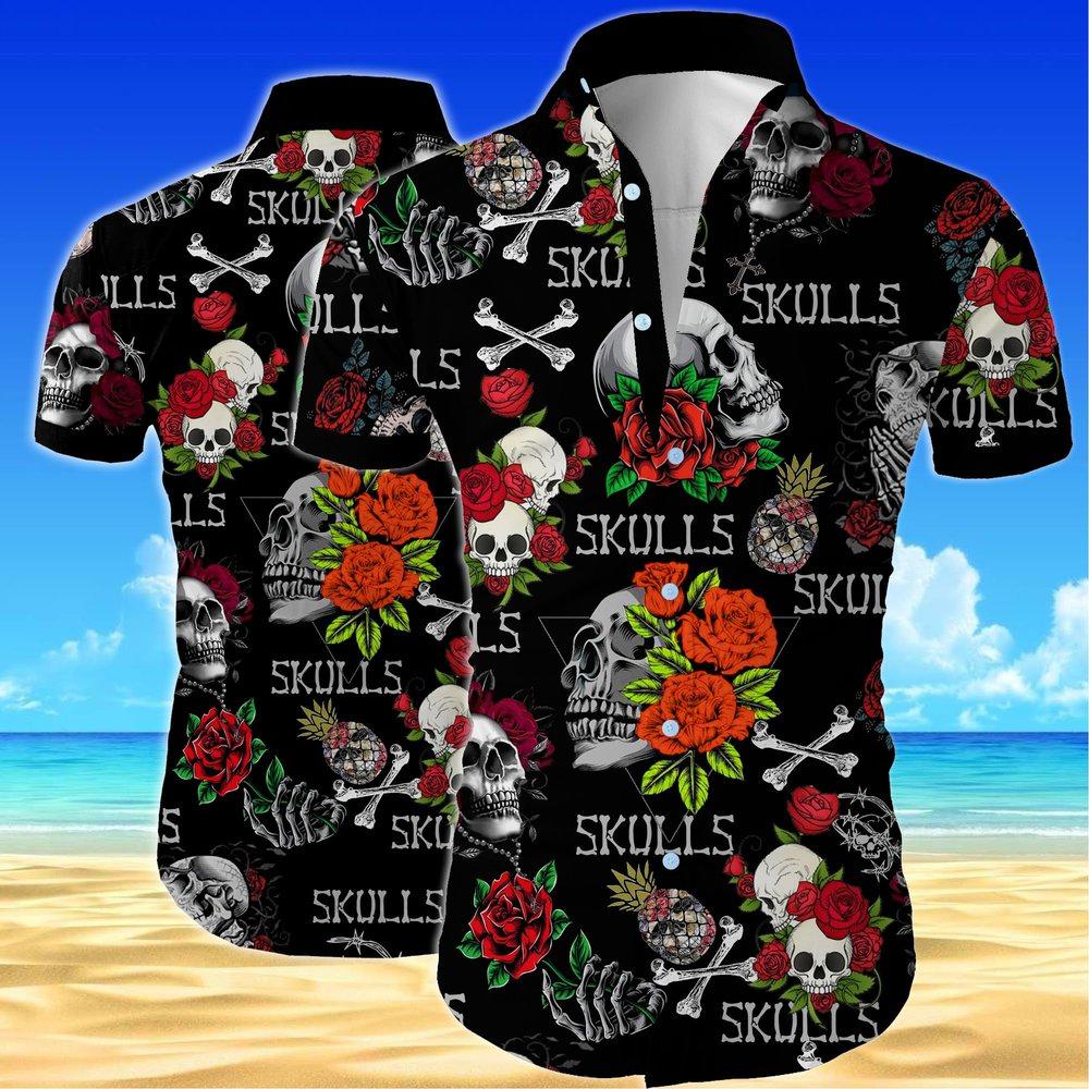 Flower Skull Hawaii Shirt For Men Women Adult Ha92456