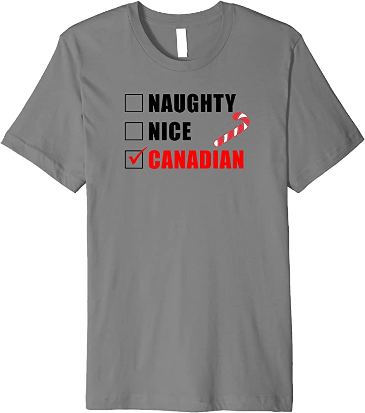 Naughty Nice Canadian Candy Cane Christmas Santa List Premium T-Shirt