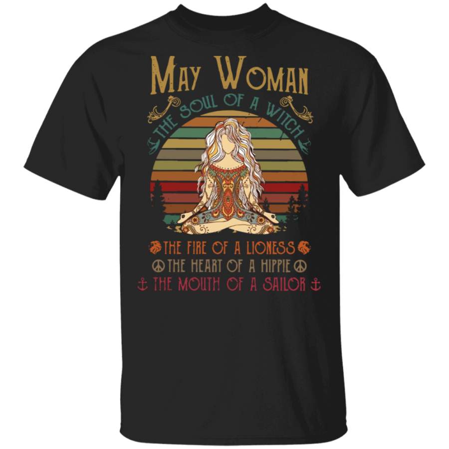 May woman the soul of a witch the fire of a lioness retro T-Shirt