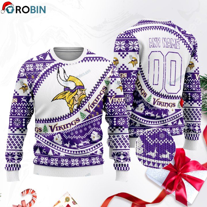 Minnesota Vikings Football Gift For Fan Ugly Wool Sweater Christmas Sweatshirt Swt851