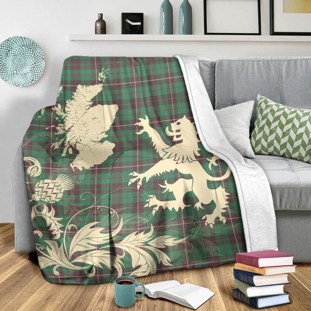 Tartan Blanket Mackinnon Hunting Ancient Tartan Scotland Lion Thistle Map Plaid Blanket