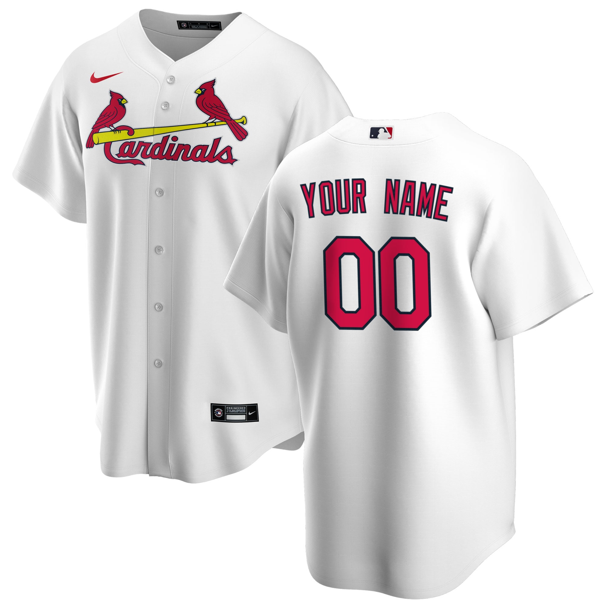 Youth St. Louis Cardinals White Home Custom Jersey