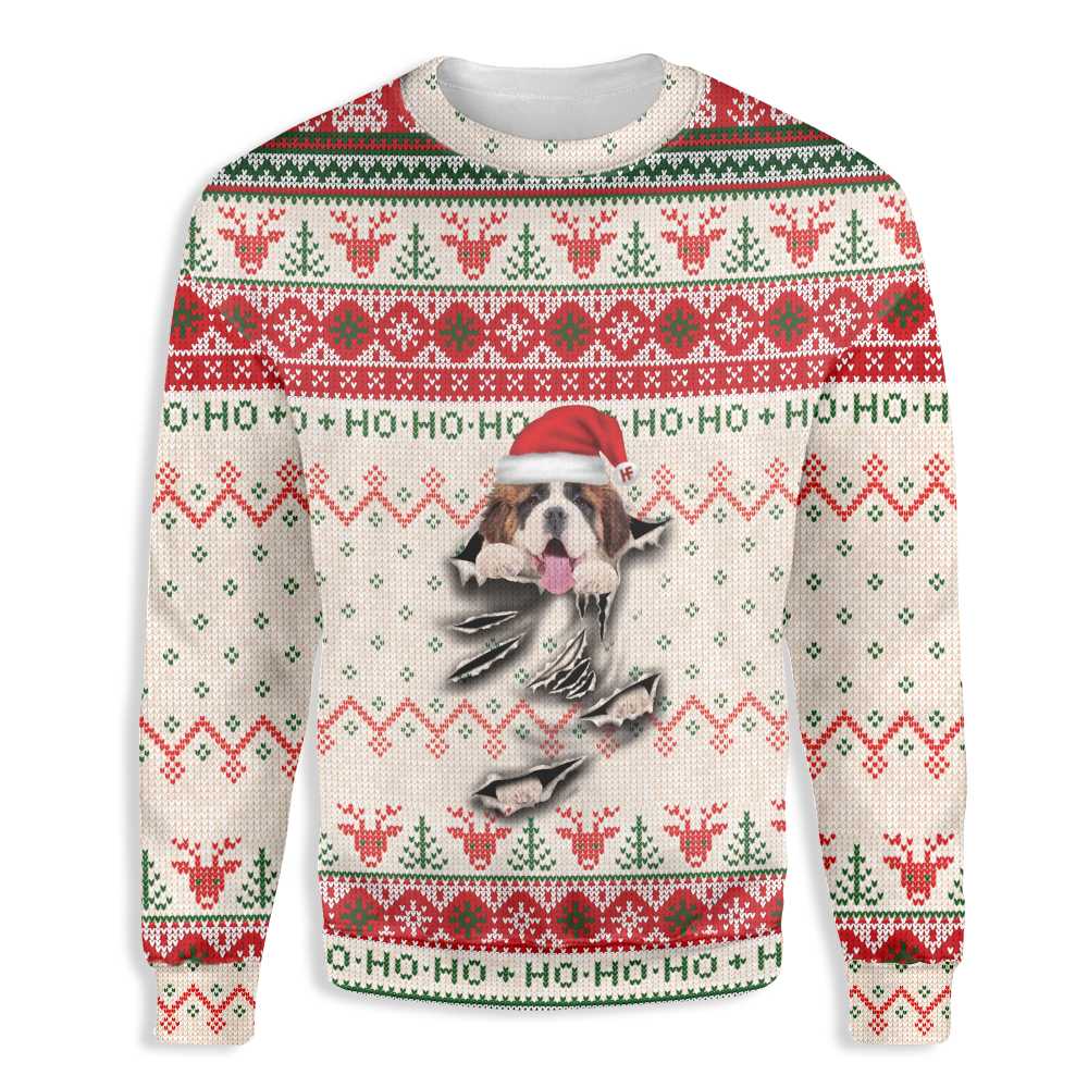 St. Bernard Unisex Ugly Christmas Sweater, All Over Print Sweatshirt