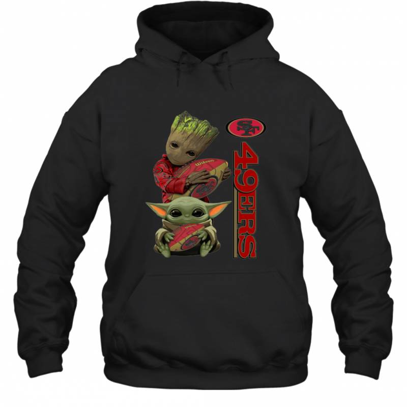 Baby Groot And Yoda Hug San Francisco 49ers Hoodie