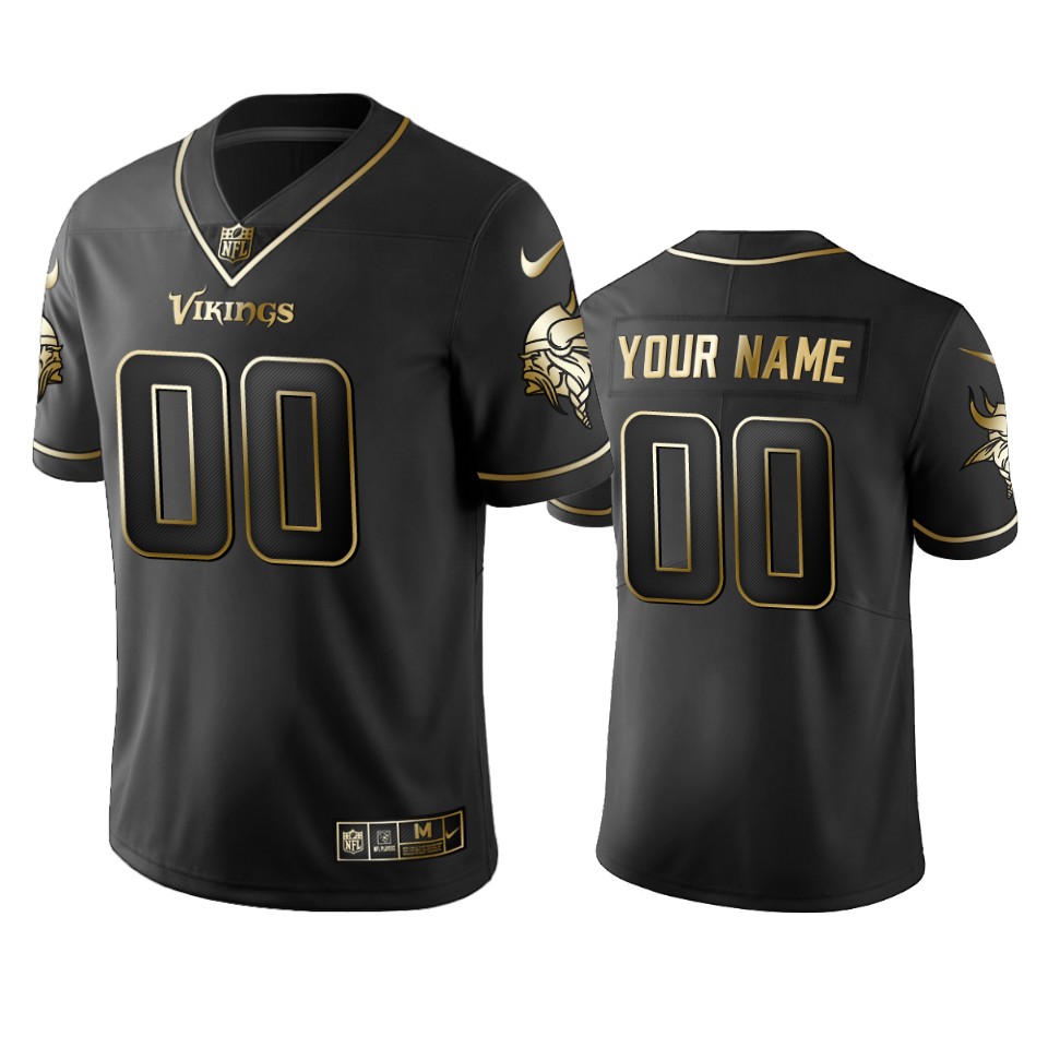 2019 Minnesota Vikings Custom Black Golden Edition Vapor Untouchable Limited Jersey – Mens