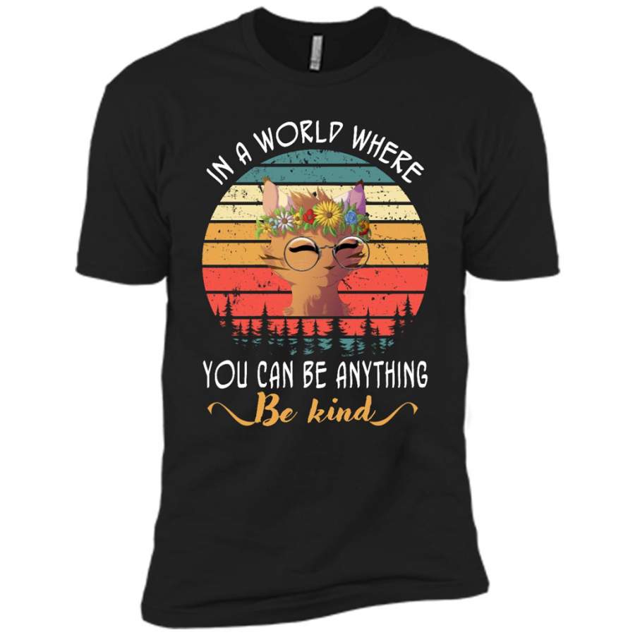 Cat Kitten, In A World Where you Can Be Anything Be Kind, Sunflower – Canvas Unisex USA Shirt