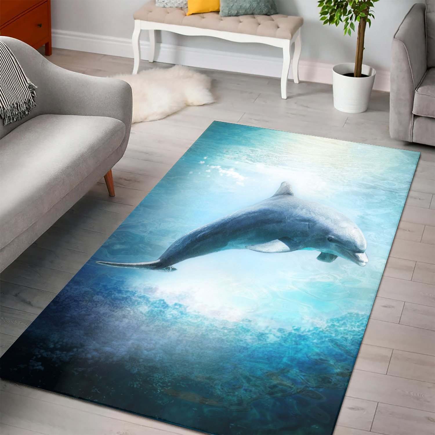 Dolphin Area Rug Kitchen Rug Family Gift US Decor