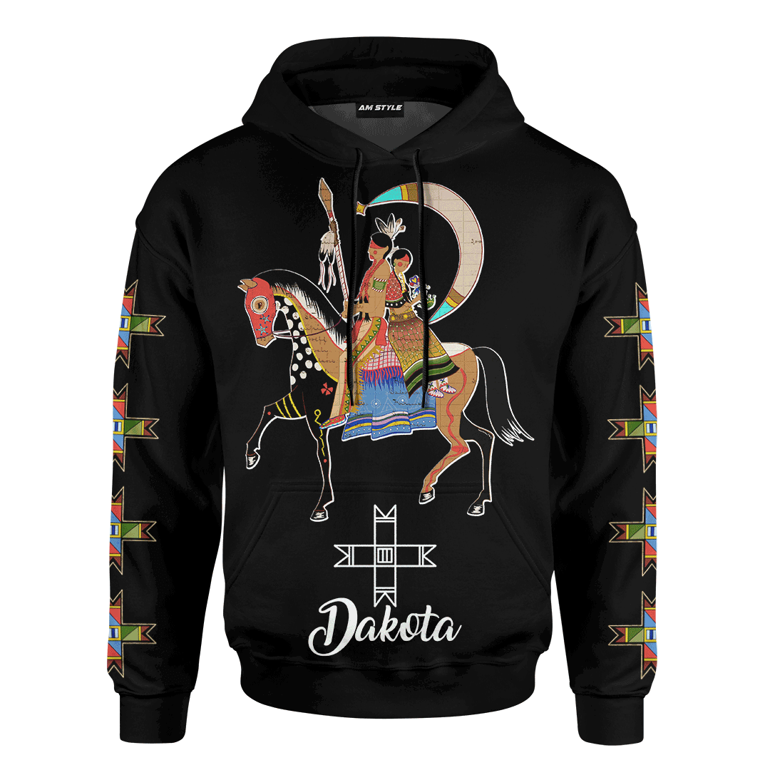 Native American Couple With American Indian Horse Customized 3D All Over Printed Hoodie