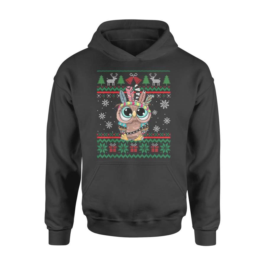 Tribal Owl with feathers Sweater Ugly Christmas Pajamas Owl T-Shirt – Standard Hoodie