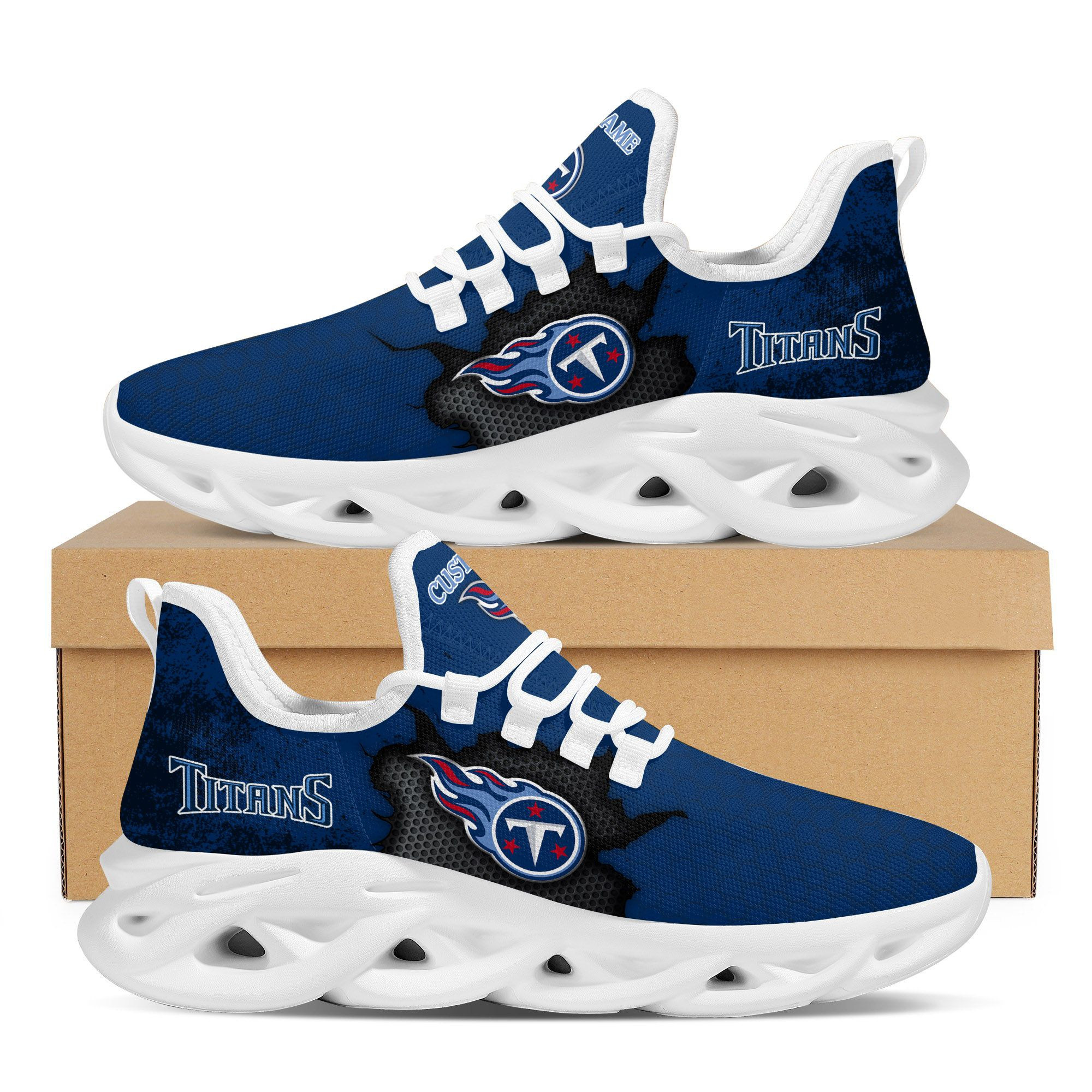 Tennessee Titans Cracked Design Trending Max Soul Clunky Sneaker Shoes  Custom Name Personalized For Mens Womensfans