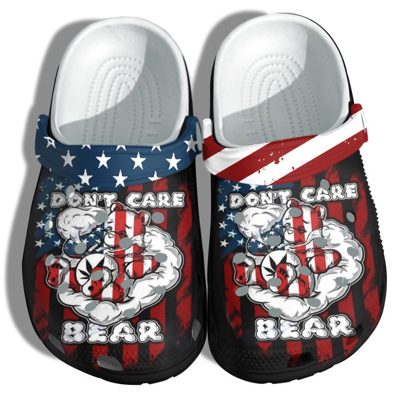 Dont Care Bear 420 America Flag Shoes Funny Gift – Funny Smoking Weed 4Th Of July Shoes Birthday Gift