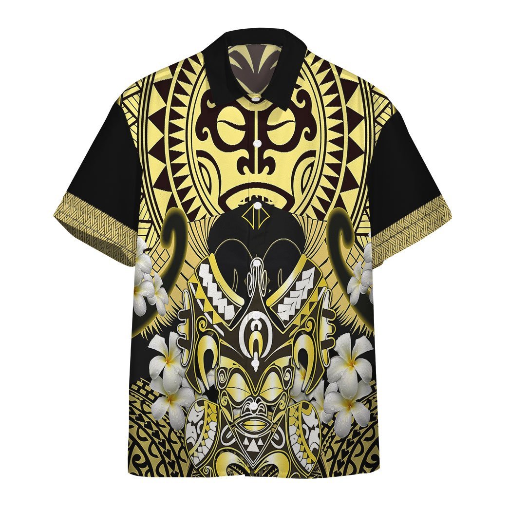 Polynesian Face With Plumeria Hawaii Shirt Ha84467