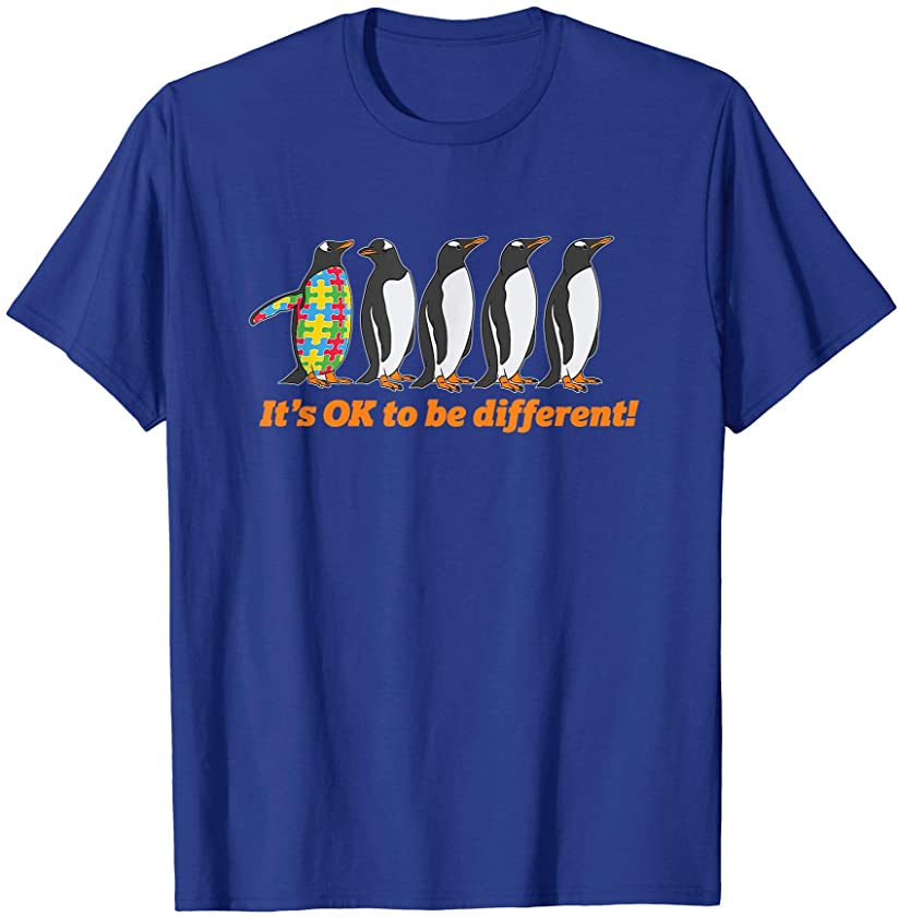 Autism Awareness T-Shirt – It’s OK To Be Different Penguin T-Shirt