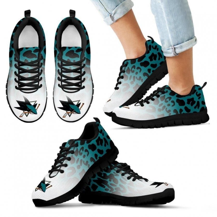 Custom Printed San Jose Sharks Sneakers Leopard Pattern Awesome #752