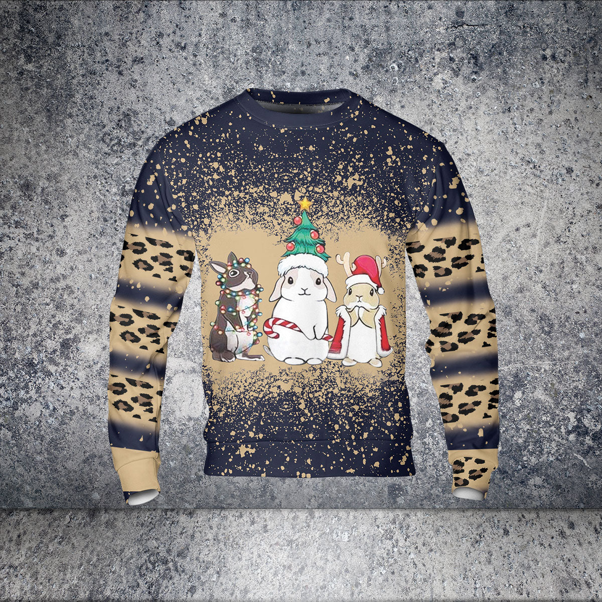 Bunny Christmas Icon All Over Print Lightweight Sweatshirt