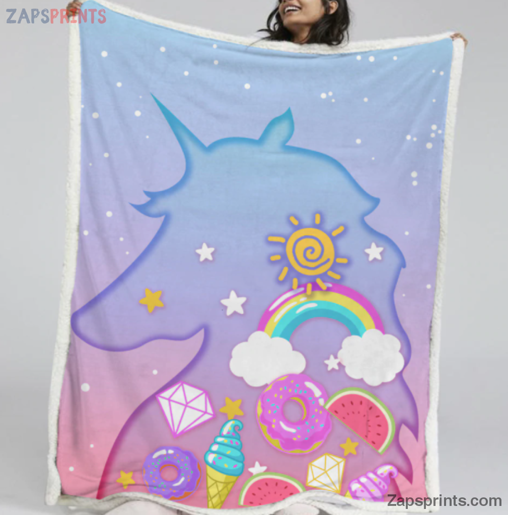 Unicorn Rainbow Ice Cream Blanket