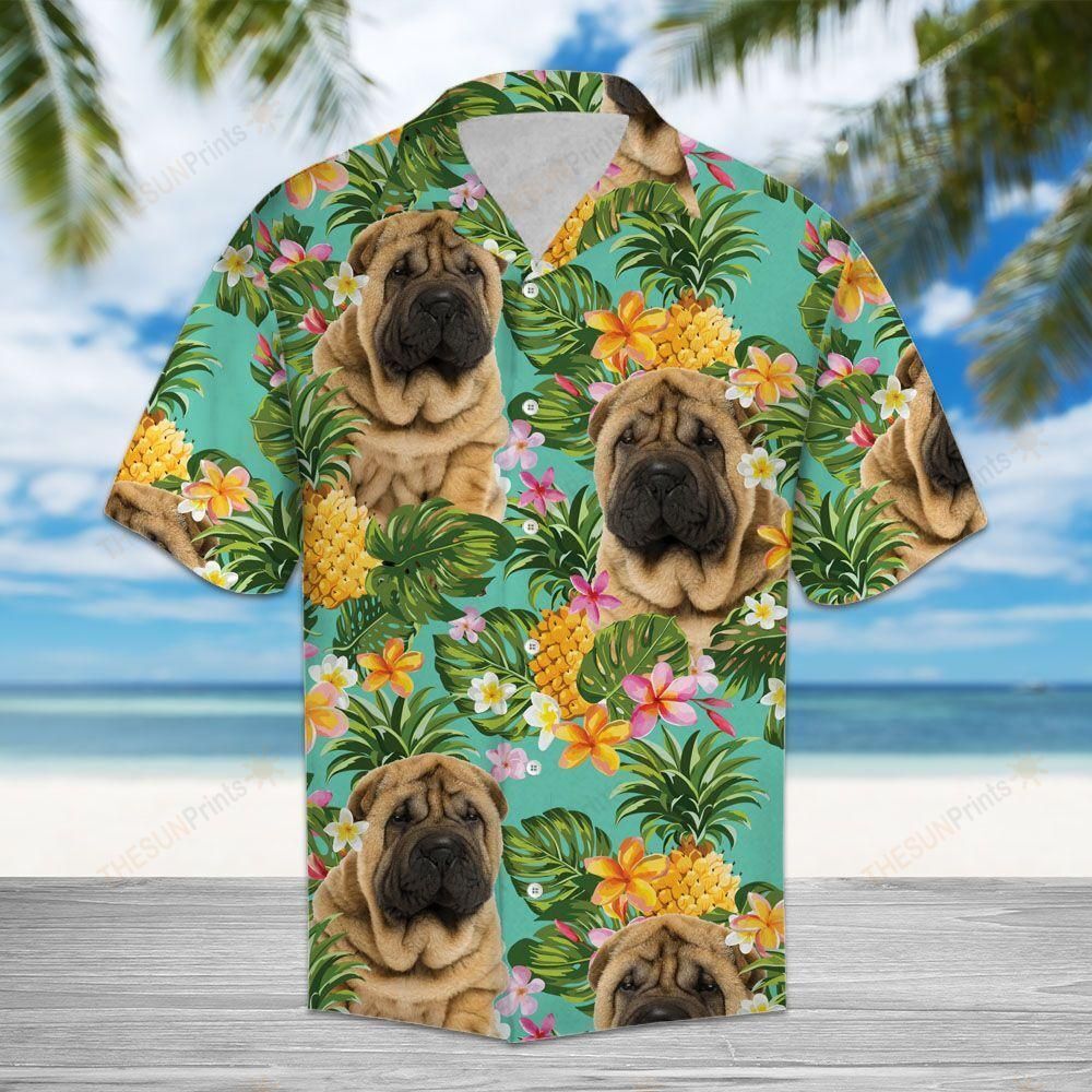 Tropical Pineapple Shar Pei Hawaiian Shirt Ha12648