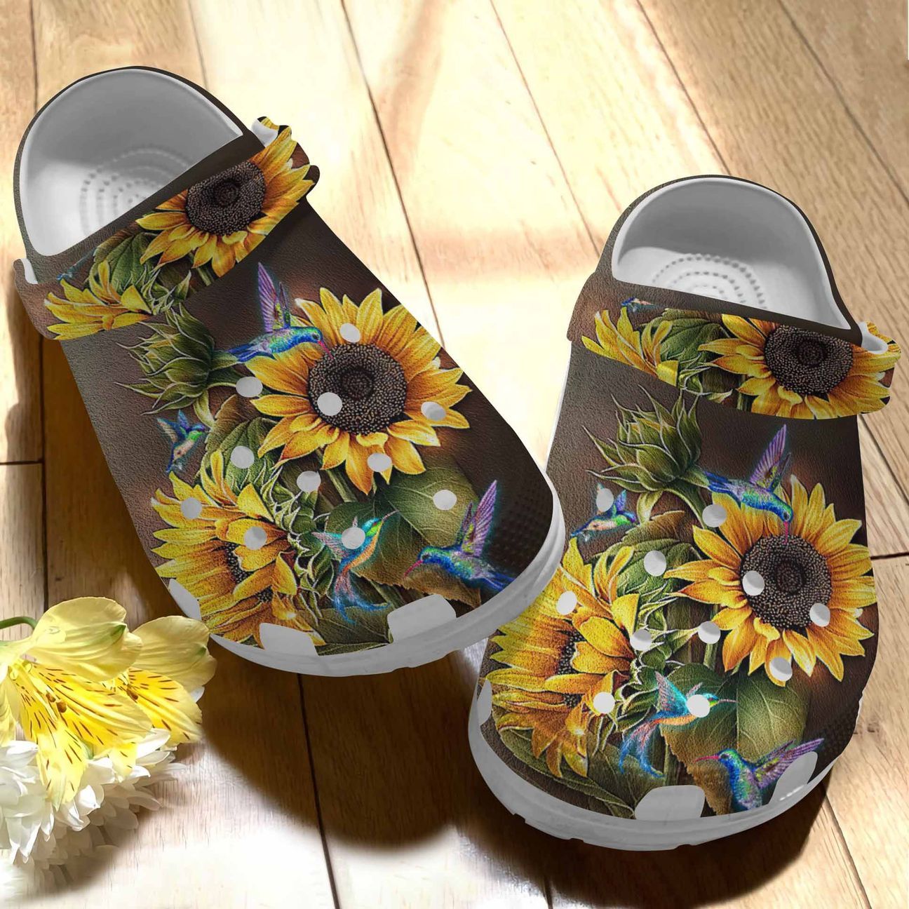 Hummingbird Personalize Clog, Custom Name, Text, Fashion Style For Women, Men, Kid, Print 3D Whitesole