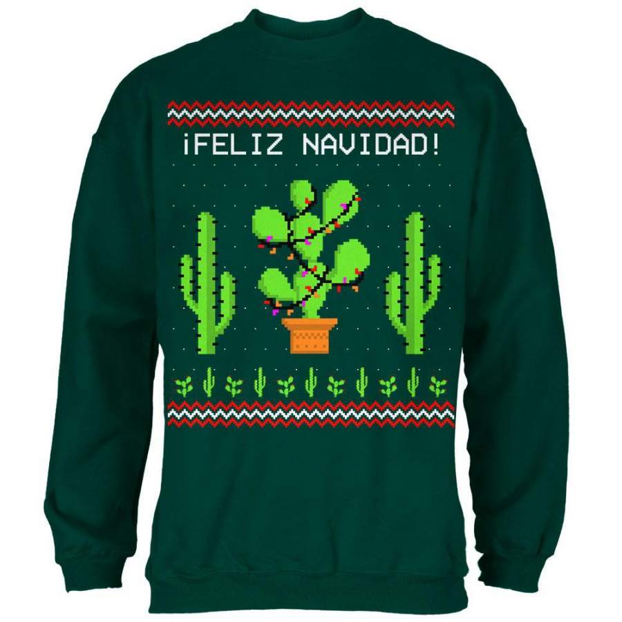 Cactus Desert Feliz Navidad Ugly Christmas Sweater Mens Sweatshirt