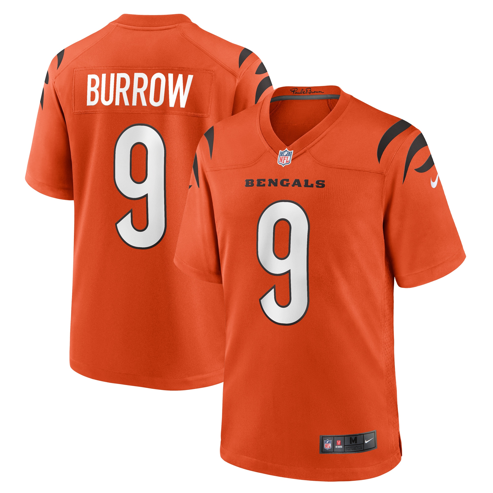 Men’s Cincinnati Bengals Joe Burrow Orange Game Jersey