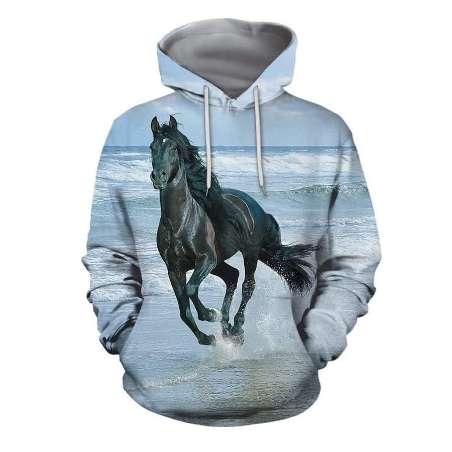 3D All Over Printed Horse Black Shirts And Shorts