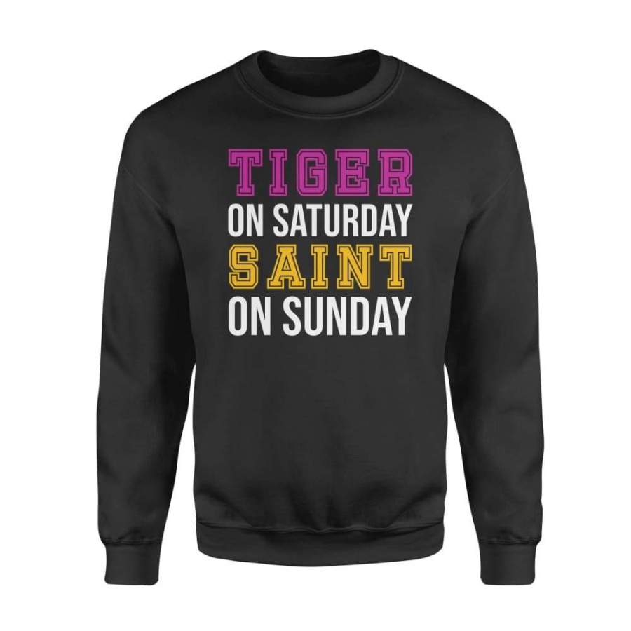 Tiger on Saturday Saint on Sunday Louisiana Football – Standard Crew Neck Sweatshirt