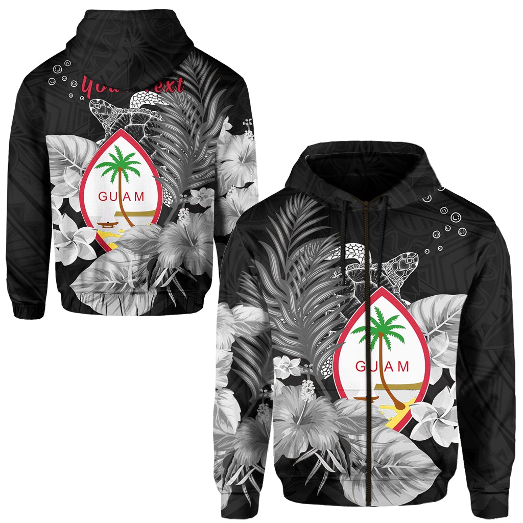 (Custom Personalised) Guam Seal Zip Hoodie Polynesian Turtle With Flowers Version White Lt13