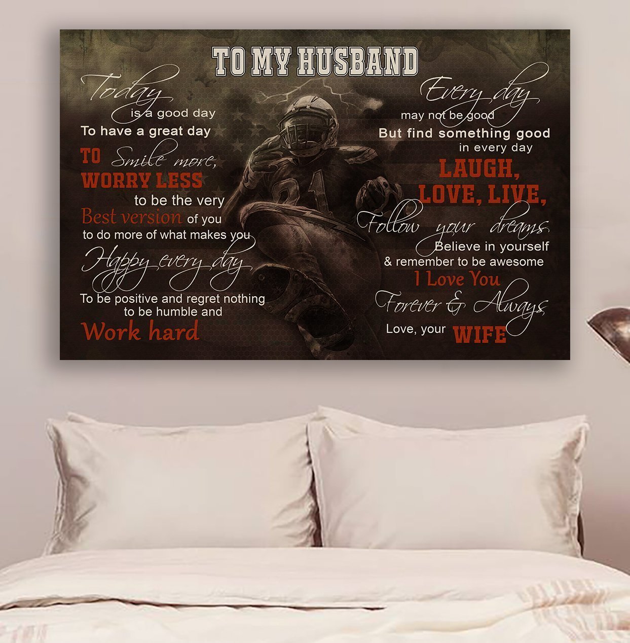 American Football Canvas And Poster To My Husband To Day Every Day Wall Decor Visual Art