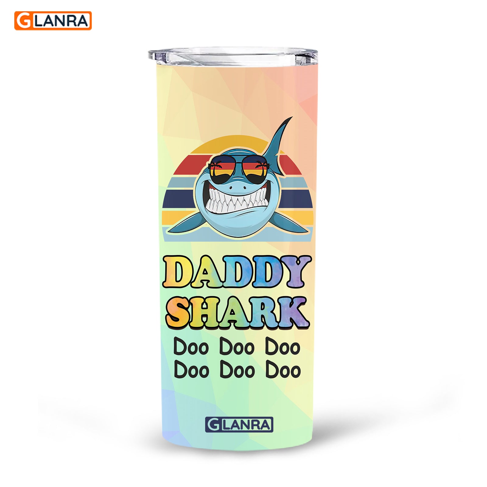 Daddy Shark Doo Doo Doo Doo Skinny Tumbler, Dad Tumbler, Shark Tumbler, Father Glitter Water Bottle, Stainless Steel Tumbler, Metal, Insulated