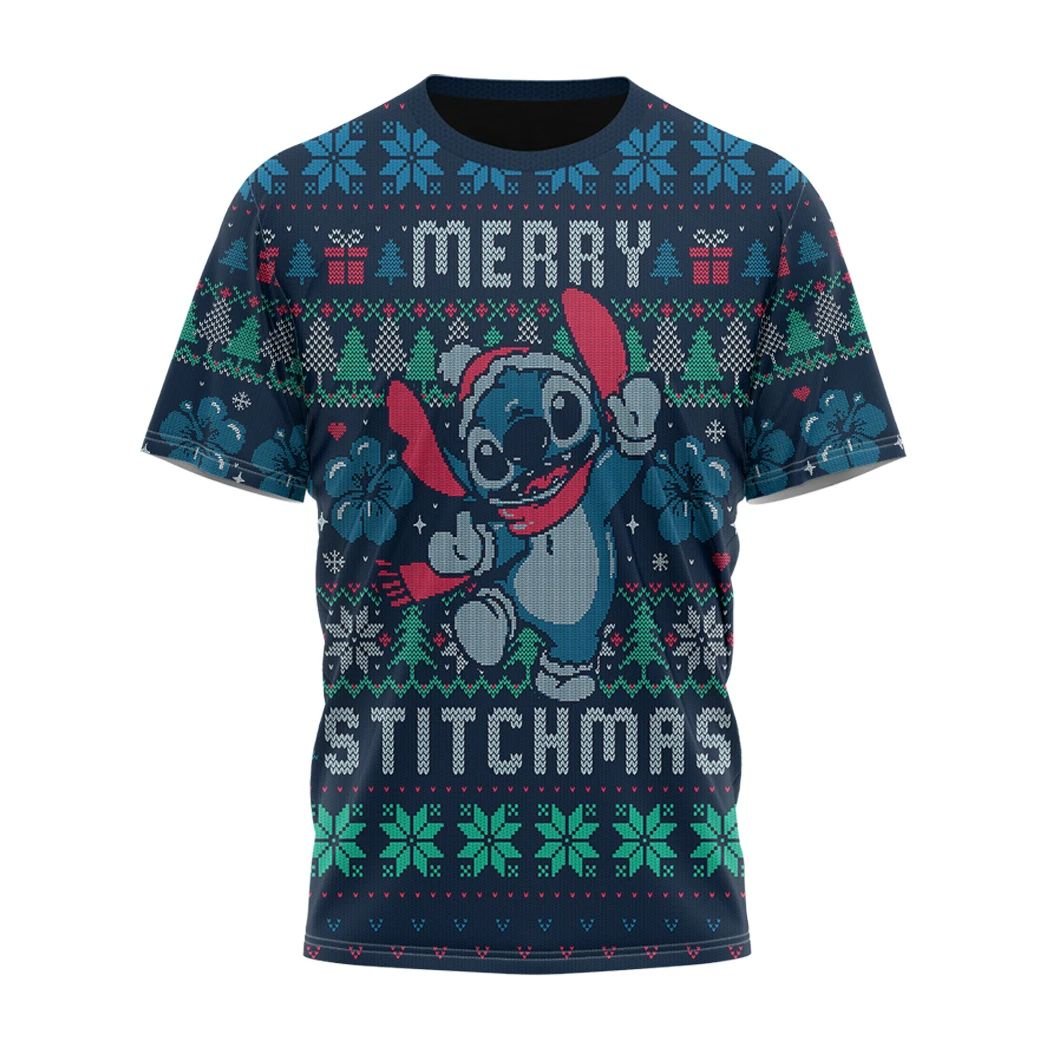 Alohazing 3D Merry Stitchmas Ugly Christmas Custom T-Shirt