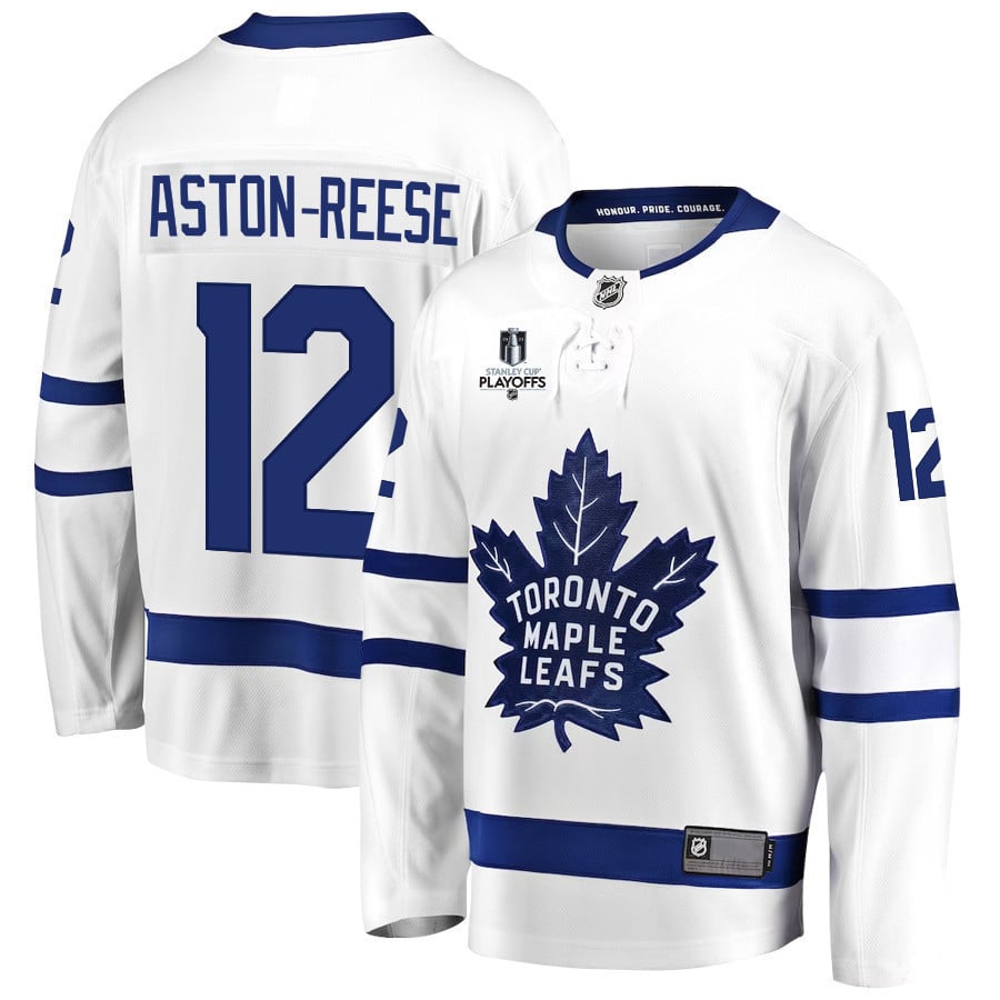 Zach Aston-Reese 12 Toronto Maple Leafs Stanley Cup 2023 Playoffs Patch Away Breakaway Men Jersey – White